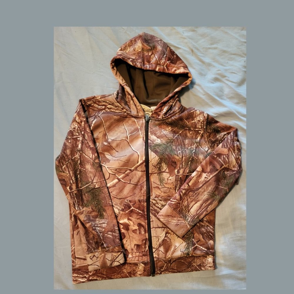 REALTREE REDHEAD YOUTH Mossy Oak Poly Zipper front  Hoodie sweatshirt sz 10-12 L